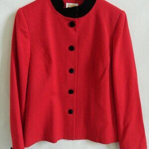 Talbots Womens 100% Wool Red Blazzer Jacket Size 10